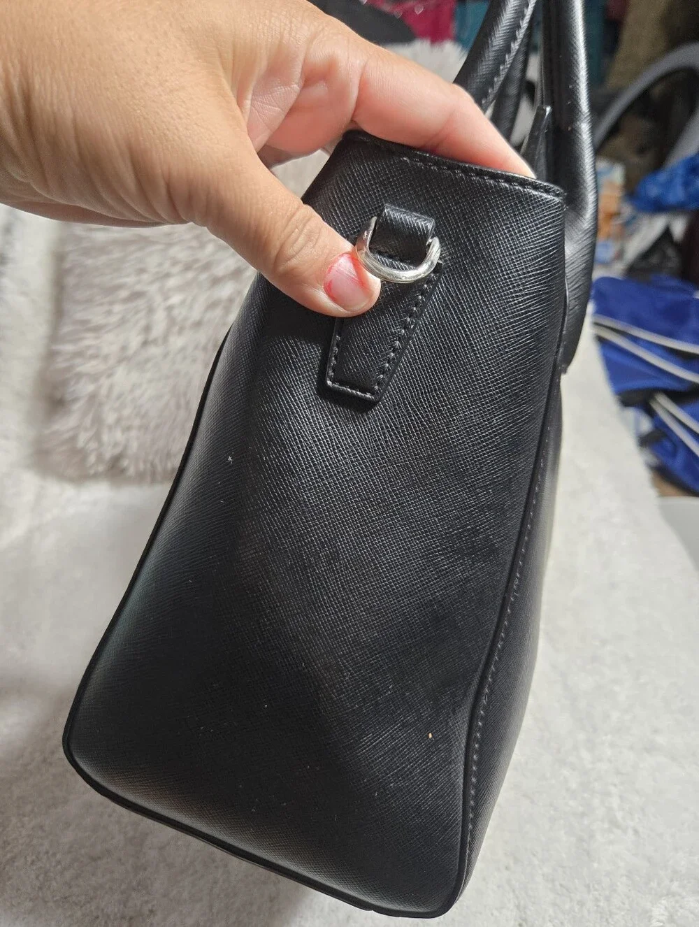 Charles And Keith Structured Top Handle Tote Bag Black